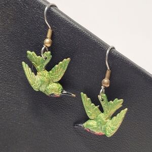 Red Throated Green Hummingbird Earrings